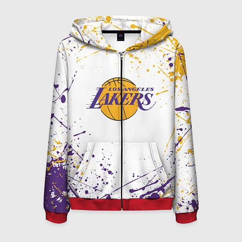 Мужская толстовка на молнии LA LAKERS / 3D-Красный – фото 1