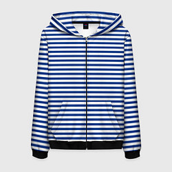 Толстовка 3D на молнии мужская Тельняшка ВМФ, цвет: 3D-черный