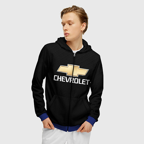 Мужская толстовка на молнии CHEVROLET / 3D-Синий – фото 3