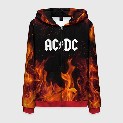 Мужская толстовка на молнии AC DC / 3D-Красный – фото 1