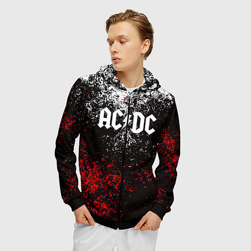 Мужская толстовка на молнии AC DC / 3D-Черный – фото 3