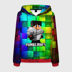Толстовка 3D на молнии мужская Minecraft Майнкрафт, цвет: 3D-красный