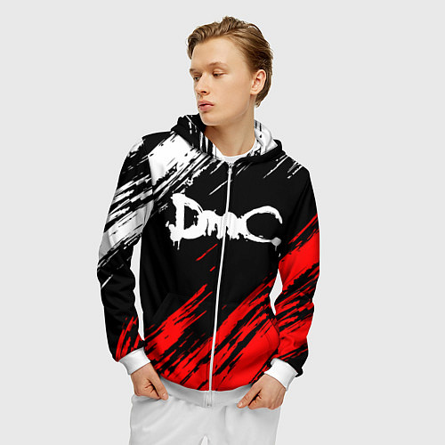 Мужская толстовка на молнии DEVIL MAY CRY DMC / 3D-Белый – фото 3