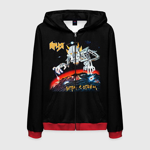 Мужская толстовка на молнии Ария / 3D-Красный – фото 1