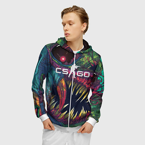 Мужская толстовка на молнии CS GO Hyper Beast / 3D-Белый – фото 3