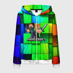 Толстовка 3D на молнии мужская MINECRAFT, цвет: 3D-белый