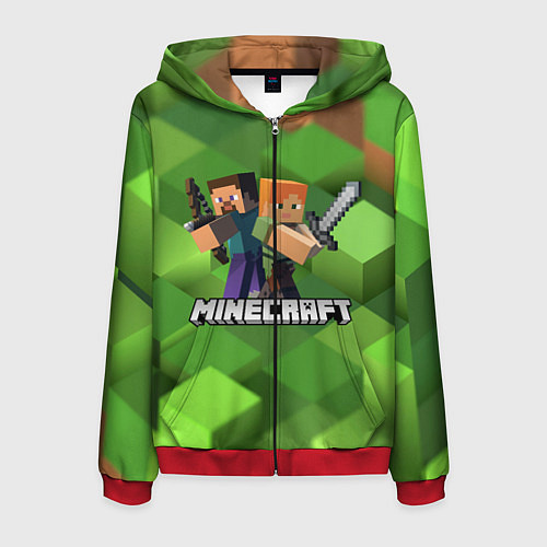 Мужская толстовка на молнии MINECRAFT / 3D-Красный – фото 1