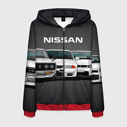 Толстовка 3D на молнии мужская NISSAN, цвет: 3D-красный