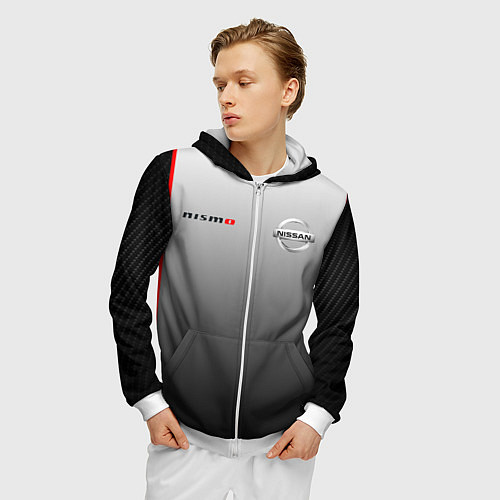 Мужская толстовка на молнии NISSAN NISMO / 3D-Белый – фото 3