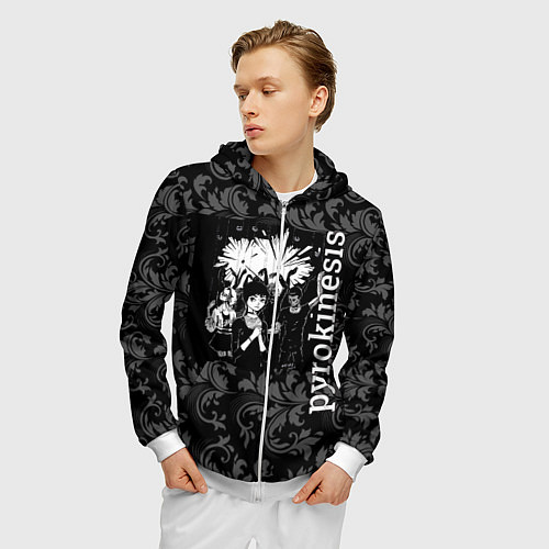 Мужская толстовка на молнии Pyrokinesis / 3D-Белый – фото 3