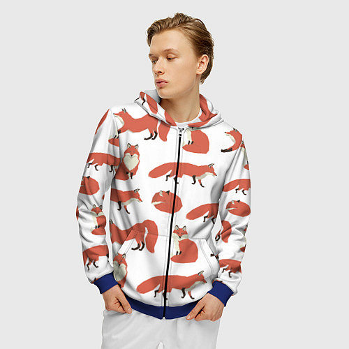 Мужская толстовка на молнии Лисий хвост / 3D-Синий – фото 3
