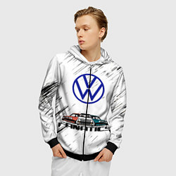 Толстовка 3D на молнии мужская Volkswagen, цвет: 3D-черный — фото 2