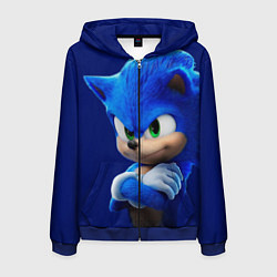 Толстовка 3D на молнии мужская SONIC, цвет: 3D-синий