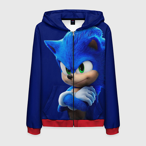 Мужская толстовка на молнии SONIC / 3D-Красный – фото 1