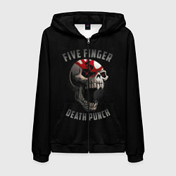 Толстовка 3D на молнии мужская Five Finger Death Punch, цвет: 3D-черный