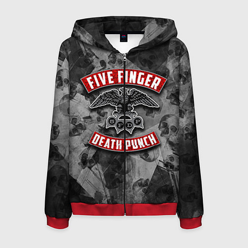 Мужская толстовка на молнии Five Finger Death Punch / 3D-Красный – фото 1