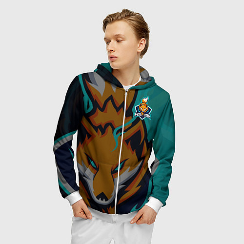 Мужская толстовка на молнии Форма Foxfire / 3D-Белый – фото 3