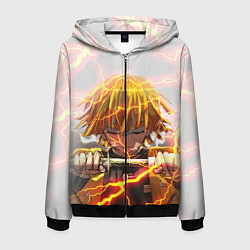 Толстовка 3D на молнии мужская KIMETSU NO YAIBA, цвет: 3D-черный