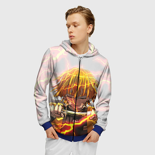 Мужская толстовка на молнии KIMETSU NO YAIBA / 3D-Синий – фото 3
