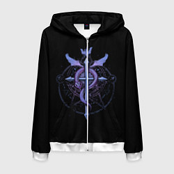 Толстовка 3D на молнии мужская Стальной алхимик, цвет: 3D-белый