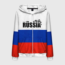 Толстовка 3D на молнии мужская Russia, цвет: 3D-белый