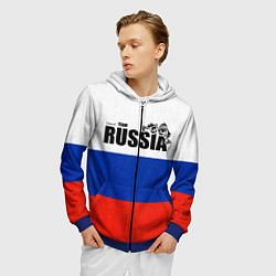 Толстовка 3D на молнии мужская Russia, цвет: 3D-синий — фото 2