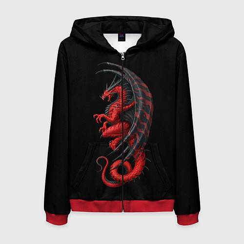Мужская толстовка на молнии Red Dragon / 3D-Красный – фото 1