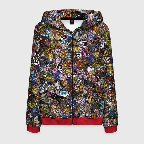 Мужская толстовка на молнии FNaF стикербомбинг / 3D-Красный – фото 1