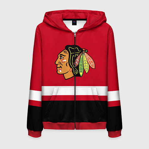 Мужская толстовка на молнии Chicago Blackhawks / 3D-Красный – фото 1