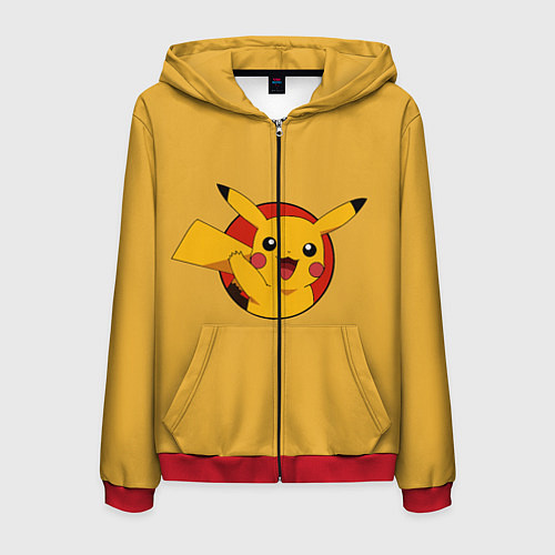 Мужская толстовка на молнии Pikachu / 3D-Красный – фото 1