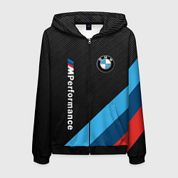Толстовка 3D на молнии мужская BMW M PERFORMANCE, цвет: 3D-черный