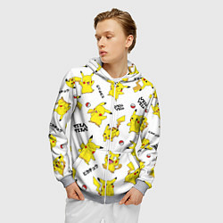 Толстовка 3D на молнии мужская ПИКАЧУ, цвет: 3D-меланж — фото 2
