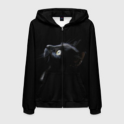 Толстовка 3D на молнии мужская Кот, цвет: 3D-черный
