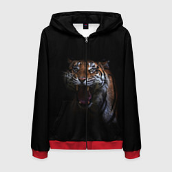 Толстовка 3D на молнии мужская Тигр, цвет: 3D-красный