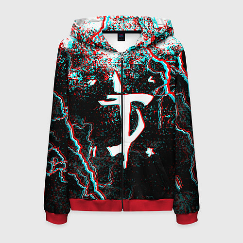 Мужская толстовка на молнии DOOM ETERNAL GLITCH / 3D-Красный – фото 1