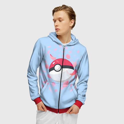 Мужская толстовка на молнии ПОКЕБОЛ / 3D-Красный – фото 3
