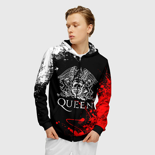 Мужская толстовка на молнии QUEEN / 3D-Черный – фото 3