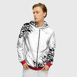 Толстовка 3D на молнии мужская БЕЛЫЕ ЧЕРЕПА, цвет: 3D-красный — фото 2