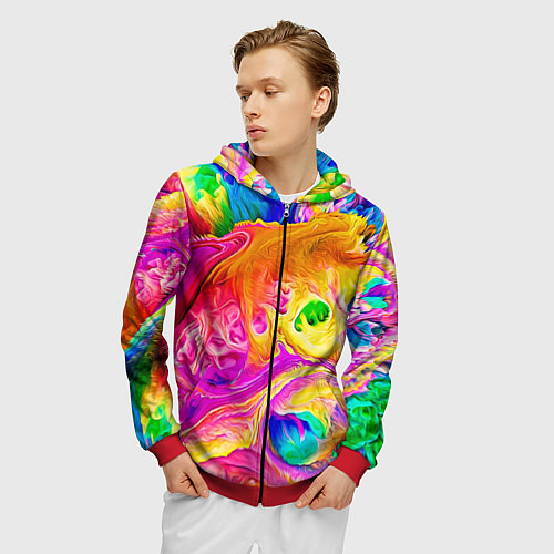 Мужская толстовка на молнии TIE DYE / 3D-Красный – фото 3