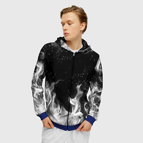Мужская толстовка на молнии БЕЛЫЙ ОГОНЬ / 3D-Синий – фото 3