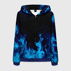 Толстовка 3D на молнии мужская СИНИЙ ОГОНЬ, цвет: 3D-синий