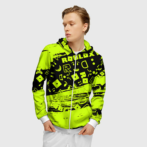 Мужская толстовка на молнии Roblox / 3D-Белый – фото 3