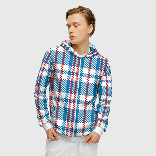 Мужская толстовка на молнии Текстура Сумка Челнока / 3D-Белый – фото 3