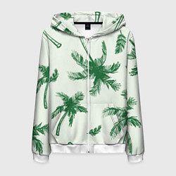Толстовка 3D на молнии мужская Пальмовый рай, цвет: 3D-белый