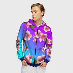 Толстовка 3D на молнии мужская САКУРА ВИШНЯ, цвет: 3D-синий — фото 2