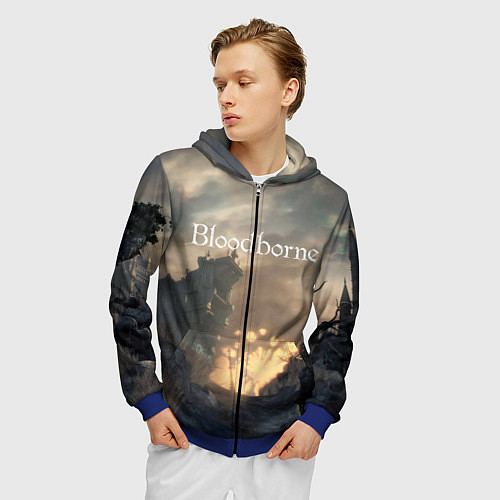 Мужская толстовка на молнии Bloodborne / 3D-Синий – фото 3
