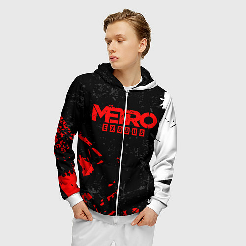 Мужская толстовка на молнии METRO EXODUS / 3D-Белый – фото 3