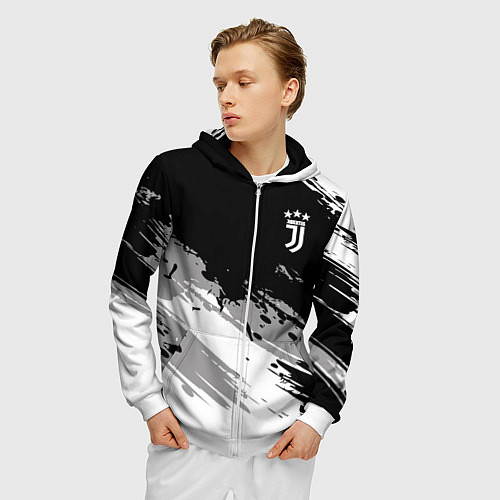 Мужская толстовка на молнии Juventus F C / 3D-Белый – фото 3