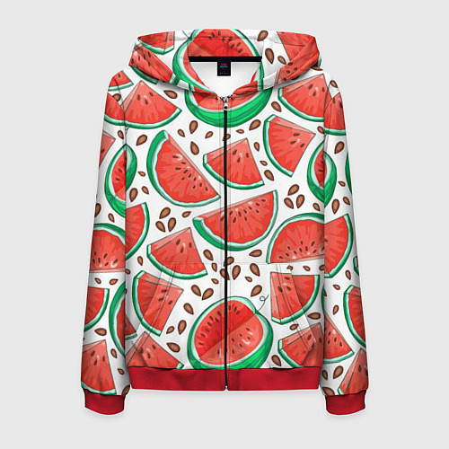 Мужская толстовка на молнии Арбуз / 3D-Красный – фото 1