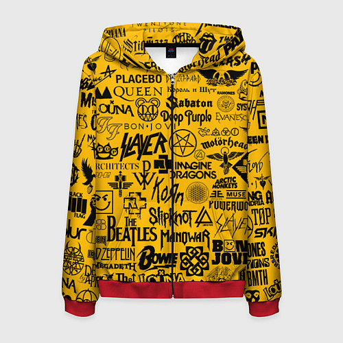 Мужская толстовка на молнии ЛОГОТИПЫ РОК ГРУПП / 3D-Красный – фото 1